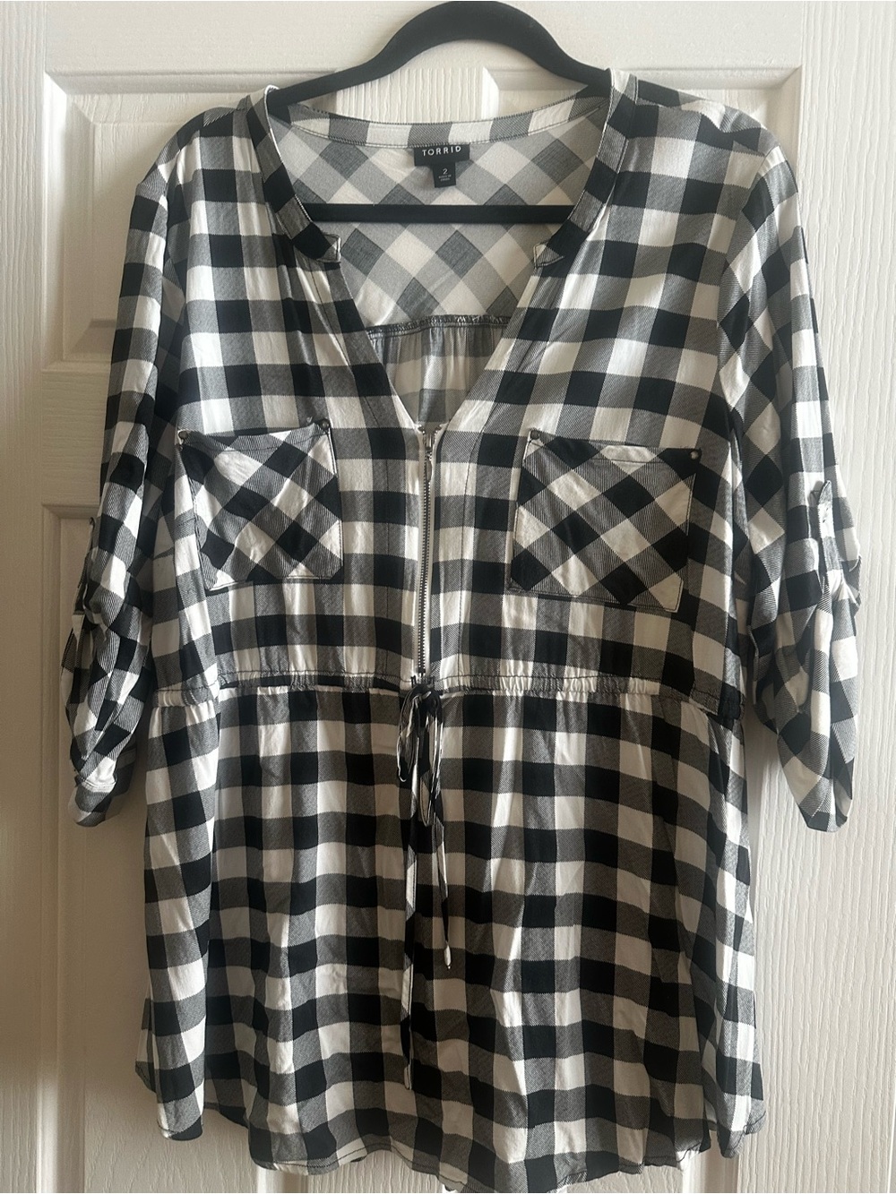 Torrid Black and White Checked Blouse. Size 2.